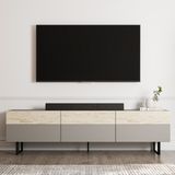 İnarch Dizayn Sign Kapaklı Tv Ünitesi, Tv Sehpası - Metal Ayak - Gri/traverten - Koyu Gri