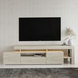 İnarch Dizayn T0014 LED Işıklı, Raflı Tv Sehpası, Oturma Odası Tv Ünitesi - Bej - Renk