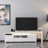 İnarch Dizayn T0014 LED Işıklı, Raflı Tv Sehpası, Oturma Odası Tv Ünitesi - Beyaz - Renk