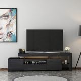 İnarch Dizayn T0014 LED Işıklı, Raflı Tv Sehpası, Oturma Odası Tv Ünitesi - Siyah - Renk