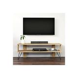 Inarch Duama TV Sehpası – Metal Ayaklı, Açık Raflı Tasarım, 120 cm, Antik Ceviz Kahverengi
