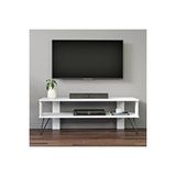 Inarch Duama TV Sehpası – Metal Ayaklı, Açık Raflı Tasarım, 120 cm, Beyaz