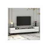 Inarch İmaj Tv Ünitesi Ve Komodin Takım Beyaz (mermer Desen) Beyaz - Siyah Mermer Desen