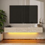 Inarch İnarch Dizayn Alba Led Işıklı Duvara Monte Tv Sehpası - 3 Kapaklı Tasarım Beyaz