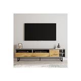 Inarch Luga Kapaklı Tv Ünitesi, Tv Sehpası - Metal Siyah Ayak - Gri/kilim
