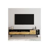 Inarch Luga Tv Ünitesi, Tv Sehpası - Metal Siyah Ayak - Siyah/kilim
