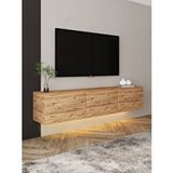 Inarch Neon Duvara Monte 3 Kapaklı TV Sehpası – 160 cm – Minimal Tasarım, Atlantik Çam
