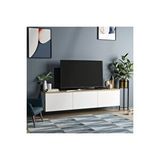 Inarch Neon Duvara Monte 3 Kapaklı TV Sehpası – 160 cm – Minimal Tasarım, Beyaz/Safir Meşe Beyaz - Safir Meşe