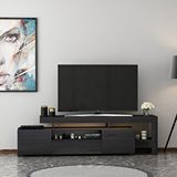 Inarch T0014 Led Işıklı Tv Sehpası, Tv Ünitesi, Ahşap Siyah Çok Renkli