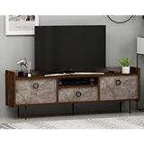 Inarch T0015 Lidya Kapaklı, Açık Raflı Tv Sehpası, Gordion Mermer/ceviz Çok Renkli