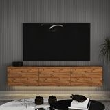 Inarch T0020 Alston 3 Kapaklı Duvara Monte Tv Ünitesi – Led Işıklı, Modern Tasarım, 160 Cm, Atlantik Çam Beyaz