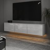 Inarch T0020 Alston 3 Kapaklı Duvara Monte Tv Ünitesi – Led Işıklı, Modern Tasarım, 160 Cm, Parlak Beyaz