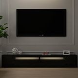 Inarch T008 Arya Işıklı Tv Sehpası Set Ahşap Siyah