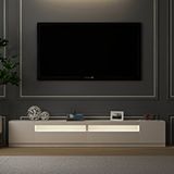 Inarch T008 Arya Işıklı Tv Sehpası Set, Parlak Beyaz Parlak Beyaz
