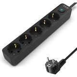 Inca IPW-44SY3 5 Port Akım Korumalı Kırmızı LED Tuşlu Priz 3m - Siyah