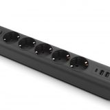 Inca Ipw-44Tu 5Li 1,5Mt Siyah 3Usb+Typ-C Akım Korumalı Led Tuşlu Priz