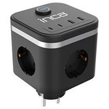 Inca Ipw-47Sy 3'Lü 2 X Usb + 2 X Type-C Akım Korumalı Led Tuşlu Duvar Priz - Siyah