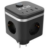 Inca Ipw-47Sy 3'Lü 2 X Usb + 2 X Type-C Akım Korumalı Led Tuşlu Duvar Priz - Siyah