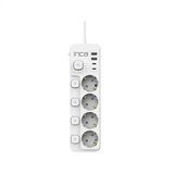 Inca IPW-48BY3 4 Port 2XUSB+ 2XType-C Akım Korumalı Bağımsız Led Tuşlu Priz 3M - Beyaz