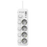 Inca IPW-48BY3 4'lü 2 x Usb+ 2 x Type-C Akım Korumalı Bağımsız Led Tuşlu Priz 3 Metre-Beyaz