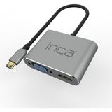 Inca ITPC-06TX Type-C HDMI 4K 30Hz + VGA + USB 3.0 + Pd 100W Çoklayıcı | Type-C 3.0 Bağlantılı Cihazlar Için | Alüminyum Kasa | Tak Çalıştır | Ev, Ofis, Konferans ve Sunum Kullanımı Için Uygun - Uzay Grisi