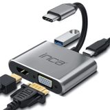 Inca Itpc-06tx Usb C 4in1 Hdmı+vga+usb+güç Dağıtım Adap 4k 30hz Hdmı Çoklayıcı 100w Pd Güçı