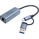 Inca IUTP-01TX USB 3.0 ve Type-C 3.1 Ethernet Adaptörü | 1000MBPS Gigabit RJ45 Ağ Kartı | Alüminyum Kasa | Windows, Macbook, Notebook ve Tablet Uyumlu | Cep Telefonları ile Uyumlu Değil - Uzay Grisi