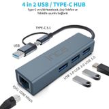 Inca Iutp-03tx Ethernet Usb 3.0+type-c 3.1 Grişli 000 Mbps 3x3.1usb Eternet-çoklayıcı