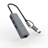 Inca IUTP-03TX USB Hub (3x USB 3.0 10Gbps) + RJ45 Ethernet 1000Mbps, Type-C/USB Uyumlu, Alüminyum Kasa, Isıya Dayanıklı, Notebook, Telefon ve Tablet için Çoklayıcı
