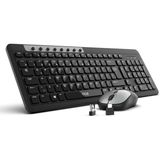 Inca IWS-599 Kablosuz Multimedya Süper Konforlu Çift Alıcılı USB & Type-C Klavye Mouse Set - Siyah - Gri
