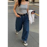 Ince Askılı Çizgili Crop Gri Atlet