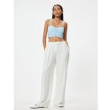 İnce Askılı Drapeli Büstiyer Keten Karışımlı Slim Fit