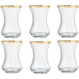 Ince Belli Gold Çay Bardağı 130 cc 6 Lı - 130 ml - Şeffaf - Gold