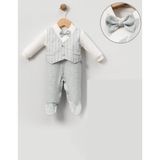 Ince Çizgili Yelekli Bebe Erkek Tulum - Mint - 3 - 6 Ay