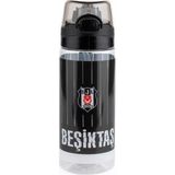 Ince Çubuk Desenli Plastik Matara 500 Ml, Hafif ve Şık Tasarım - Seçenek 1 - Ahşap Bej - Siyah