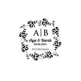 İnce Dal Ve Meyveli Yuvarlak Mühür Kına Nişan Düğün 3X3 Cm Özel Etiket / 50 Adet Sticker