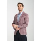 İnce Ekose Slim Fit Dar Kesim Erkek Blazer Ceket Bordo 48
