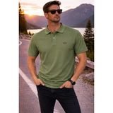 İnce Moda Giyim Erkek Basic Polo Yaka T-Shirt – Slim Fit, Minimal Logo Detaylı (Çok Renkli Seri) - Haki