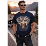 İnce Moda Giyim Erkek Biker Baskılı T-Shirt – Motor Temalı Premium Dijital Baskı, Oversize Rahat Kalıp (Siyah / Lacivert / Haki)