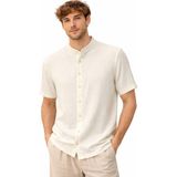 İnce Moda Giyim Erkek Hakim Yaka Kısa Kollu Gömlek – Dokulu Kumaş, Modern Kesim (Ekru / Siyah / Açık Gri) - 3XL