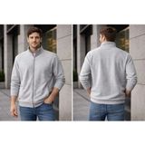 İnce Moda Giyim Erkek Kolej & Dik Yaka Fermuarlı Günlük Ceket – Modern Casual Kombin - XL - Gri