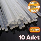 Ince Mum Silikon 7.4 Mm Cubuk Sicak Silikon Hobi Sus Hediyelik Esya Maket Yapistirma Slikon 10 Adet