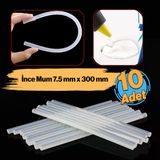 Ince Mum Silikon 7.5 mm Uzunluk 30 cm Çubuk Sıcak Silikon Hobi Eşya Maket Yapıştırma Slikon 10 Adet
