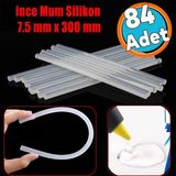 Ince Mum Silikon 7.5 mm Uzunluk 30 cm Çubuk Sıcak Silikon Hobi Eşya Maket Yapıştırma Slikon 84 Adet