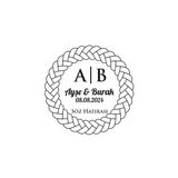 İnce Örgülü Çerçeveli Yuvarlak Mühür Kına Nişan Düğün 3X3 Cm Özel Etiket / 50 Adet Sticker