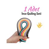 ınce, quiling seti, kıvırma sanatı, kağıt katlama, quilling (1 adet) - Çok Renkli