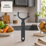 Ince Sebze Soyacağı Paslanmaz Çelik Bıçaklı Şeffaf Koruma Kapaklı Çürük Temizleme Uçlu Ergonomik Plastik Soyacak Patates Havuç Salatalık Meyve Soyucu Sariva Home - Koyu Gri