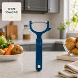 Ince Sebze Soyacağı Paslanmaz Çelik Bıçaklı Şeffaf Koruma Kapaklı Çürük Temizleme Uçlu Ergonomik Plastik Soyacak Patates Havuç Salatalık Meyve Soyucu Sariva Home - Mavi