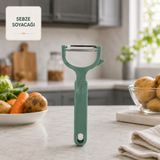 Ince Sebze Soyacağı Paslanmaz Çelik Bıçaklı Şeffaf Koruma Kapaklı Çürük Temizleme Uçlu Ergonomik Plastik Soyacak Patates Havuç Salatalık Meyve Soyucu Sariva Home - Yeşil