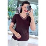 İnce Topuk Kolu Yakası Dantel Viskon Kumaş Bluz 6y050